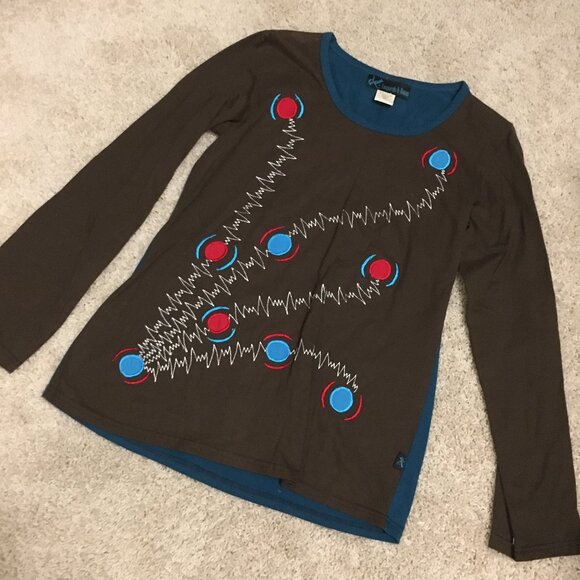 Canadian Designer Leopards & Roses Blue and Red Atomic Sweater - Picture 12 of 16